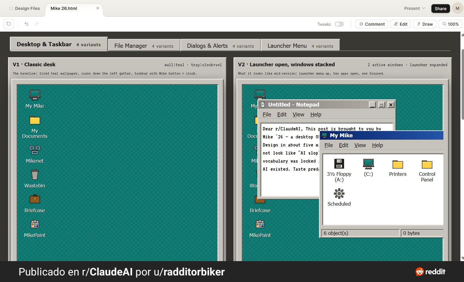 Claude Design crea una interfaz de sistema operativo estilo retro en un solo intento