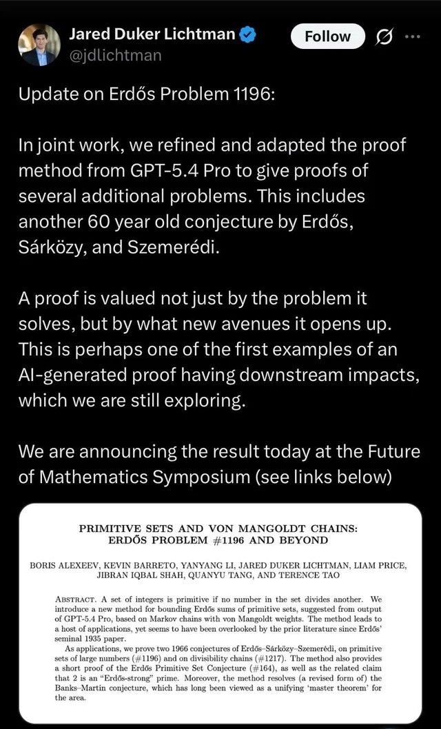 El método de la prueba generada por GPT-5.4 Pro para el Problema de Erdős #1196 se aplica con éxito a otros problemas