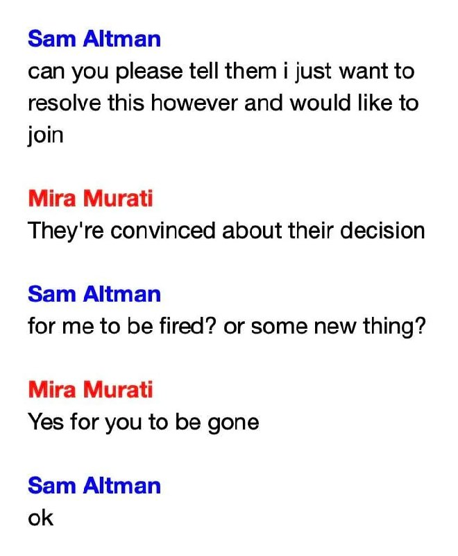 Los mensajes privados de Sam Altman a Mira Murati durante la crisis de OpenAI en 2023