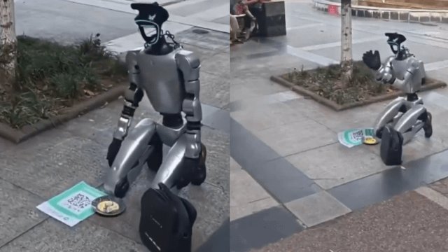Robot humanoide chino 'mendiga' en la calle para pagar sus facturas de electricidad