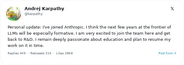 Andrej Karpathy se une a Anthropic para impulsar la vanguardia de los modelos de lenguaje