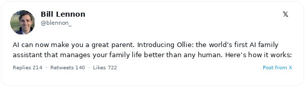 Bill Lennon y Christy Shannon lanzan Ollie, el asistente familiar con IA que coordina agendas y tareas del hogar