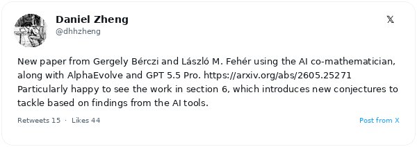 Gergely Bérczi y László M. Fehér utilizan AlphaEvolve y GPT-5.5 Pro para descubrir nuevas conjeturas geométricas