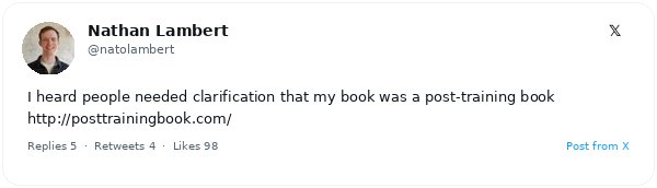 Nathan Lambert aclara que su próximo libro abarca todas las metodologías de post-entrenamiento