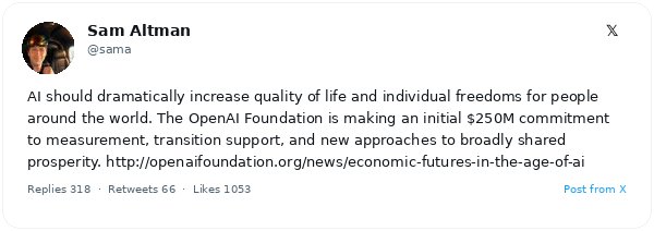 OpenAI Foundation lanza iniciativa de $250 millones para apoyar la transición laboral en la era de la IA