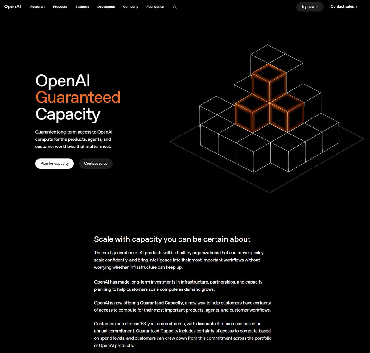 OpenAI lanza 'Guaranteed Capacity' para garantizar capacidad de cómputo a largo plazo