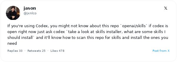 OpenAI mantiene en GitHub el repositorio openai/skills con extensiones para Codex y detección automática de capacidades