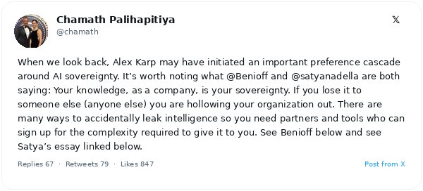 Alex Karp, CEO de Palantir, advierte que las empresas deben conservar sus datos y pesos de modelos de IA propios