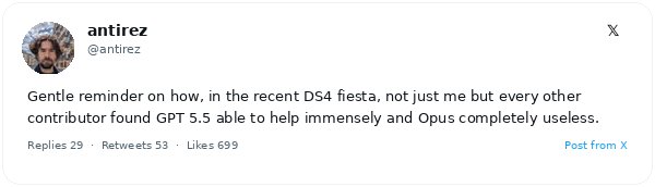 Salvatore Sanfilippo: GPT-5.5 fue de gran ayuda en el proyecto DS4, pero Opus 4.7 resultó inútil