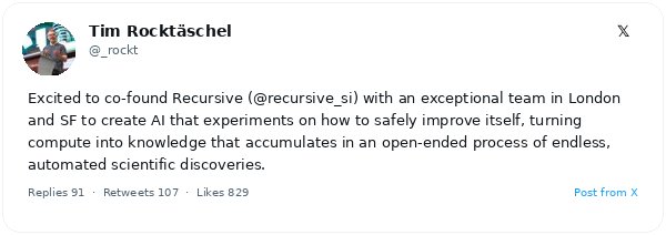 Tim Rocktäschel lanza Recursive para automatizar los descubrimientos científicos en inteligencia artificial