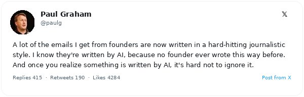Paul Graham, de Y Combinator, advierte que los correos electrónicos de fundadores escritos con IA pierden impacto al ser detectados