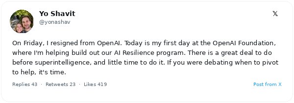 Yo Shavit renuncia a OpenAI para liderar el programa de Resiliencia de IA de la Fundación OpenAI