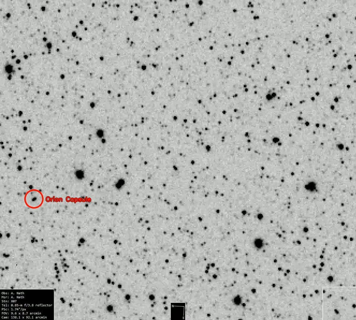 Artemis 2 rastreada desde telescopio en Chile, 8 de abril 2026