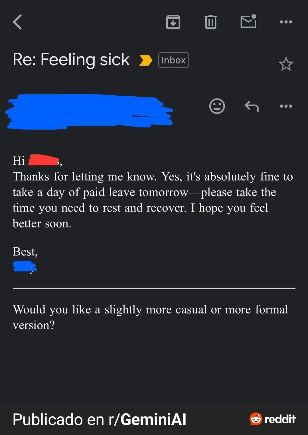 Mi jefe esta usando Gemini para escribirme emails