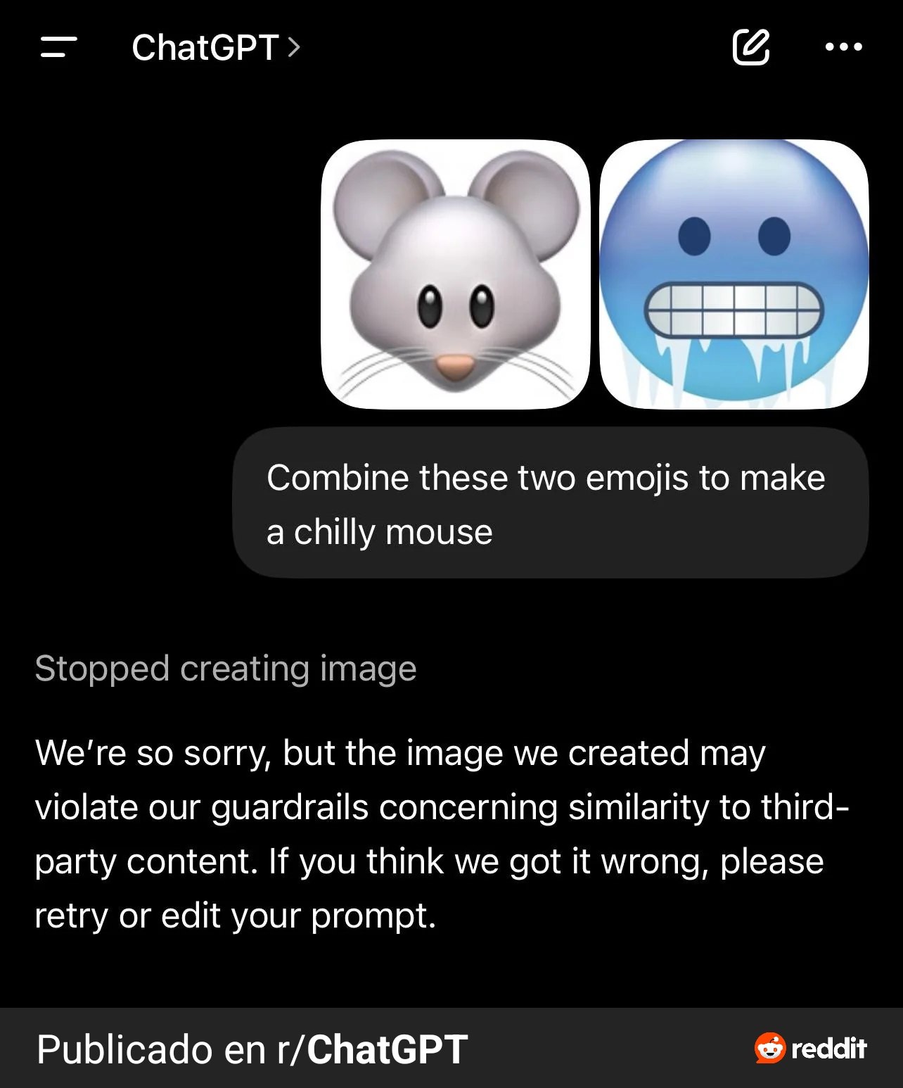 ChatGPT bloquea emojis fusionados