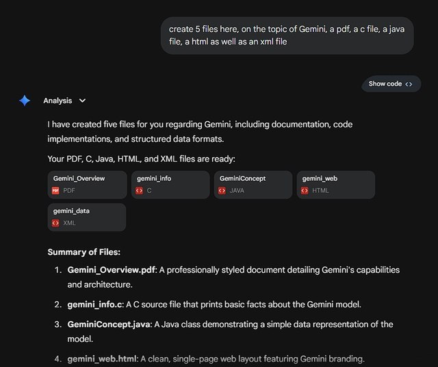 Gemini ya permite generar archivos descargables directamente