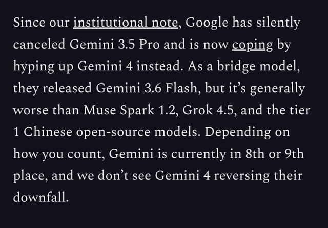 Según Semi Analysis, Google cancela silenciosamente Gemini 3.5 Pro mientras su sitio web aún promete 'Próximamente'