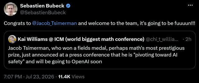 El medallista Fields Jacob Tsimerman se une a OpenAI