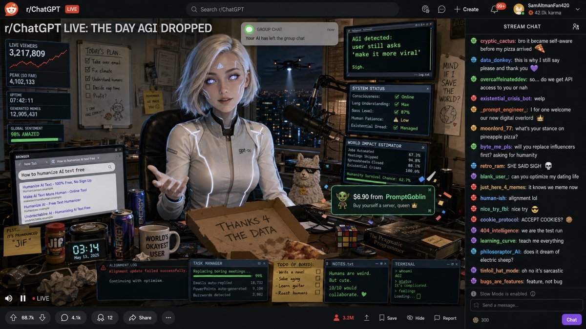 ChatGPT imagina cómo será r/ChatGPT el día que llegue la AGI