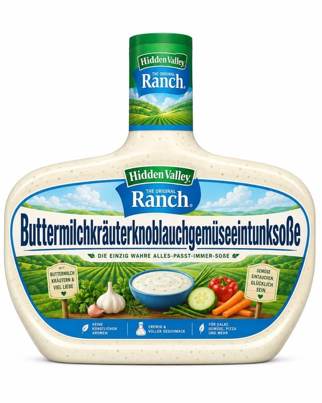 Le pregunté a ChatGPT cómo se llamaría el aderezo ranch en Alemania y rediseñó la botella