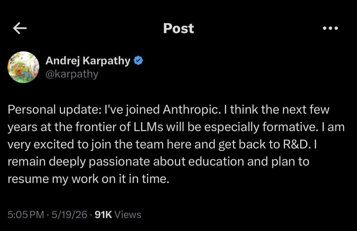 Karpathy, miembro fundador de OpenAI, se une a Anthropic: ¿por qué?