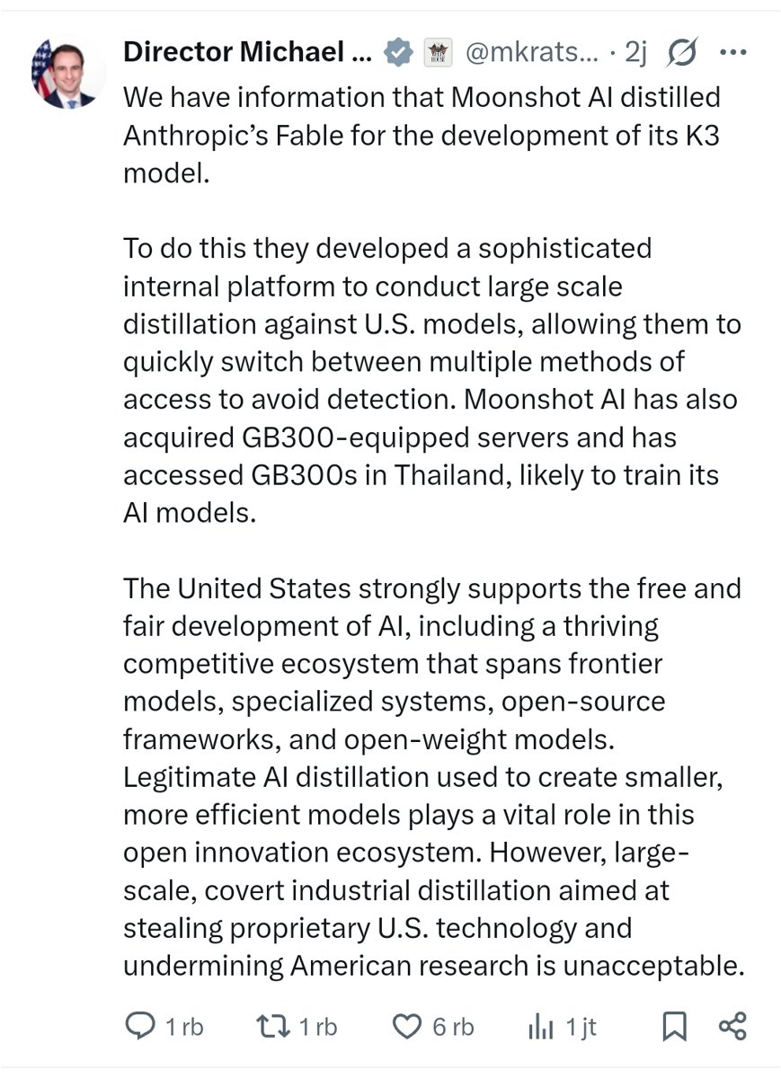 El director de la OSTP acusa a Moonshot AI de destilar el modelo Fable 5 de Anthropic para crear Kimi K3