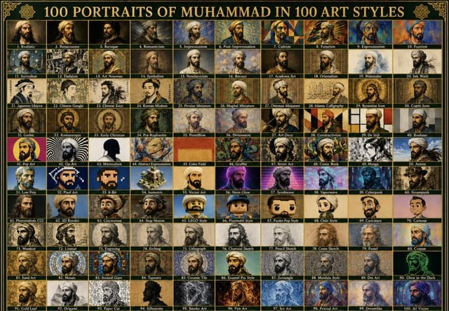 Usan ChatGPT para generar 100 retratos de Mahoma en 100 estilos artísticos
